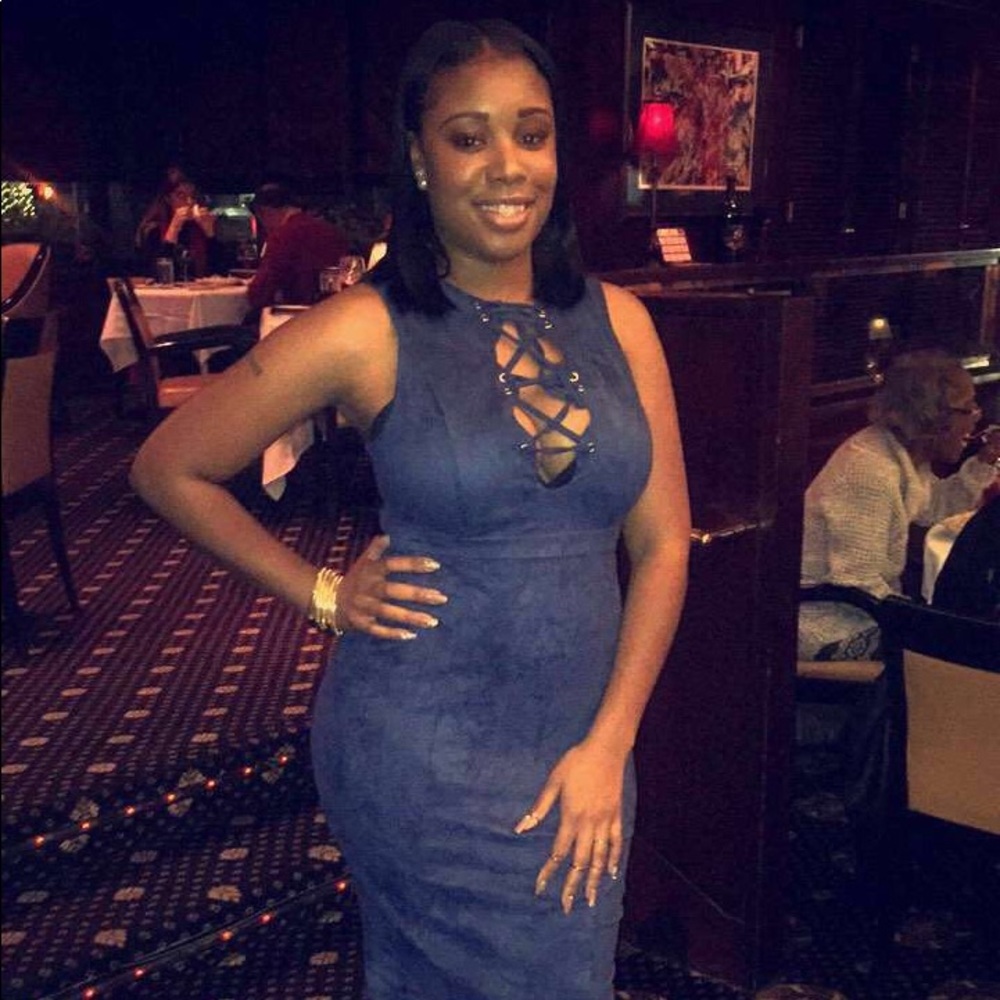 Navy blue polyester dress